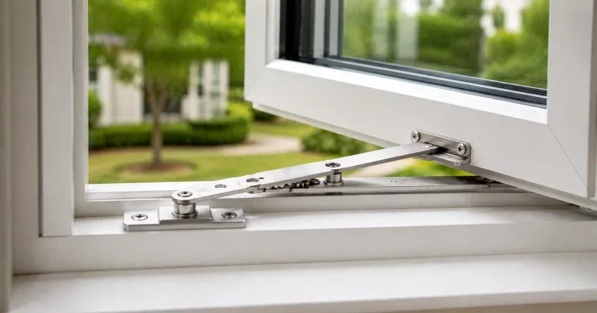 technician replacing casement window hinge in Bolton
