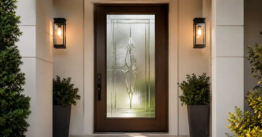 decorative frosted glass panel installed in a front door in Humber Grove, Bolton
