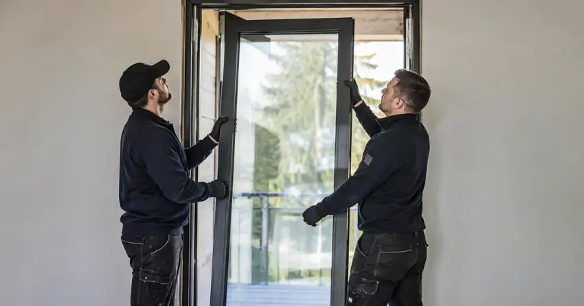 new glass panel being fitted into door frame in Albion, Bolton