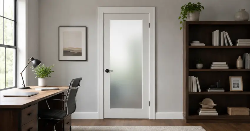 frosted interior door installed in home office in Castlederg, Bolton