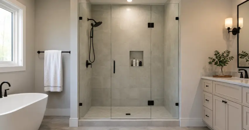 new frameless glass shower door installed in Taylorwoods, Bolton