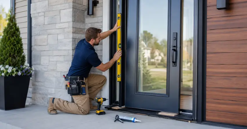 glass outside door installation with energy-efficient double-pane glazing in Queensgate, Bolton