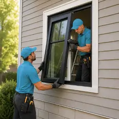 Exterior view of a finished door and window project